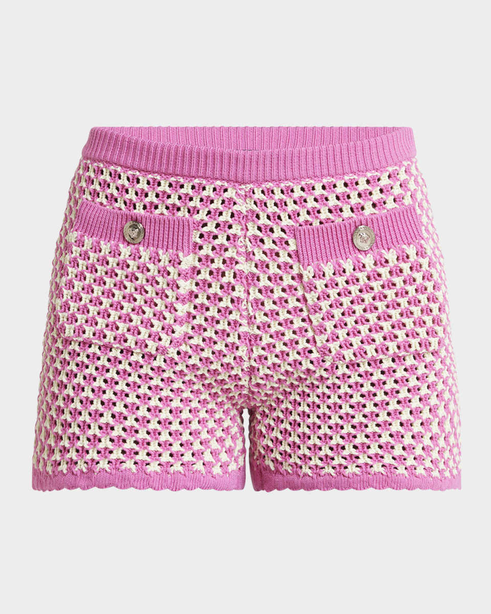 2-Pocket Crochet Knit Compact Cotton Shorts